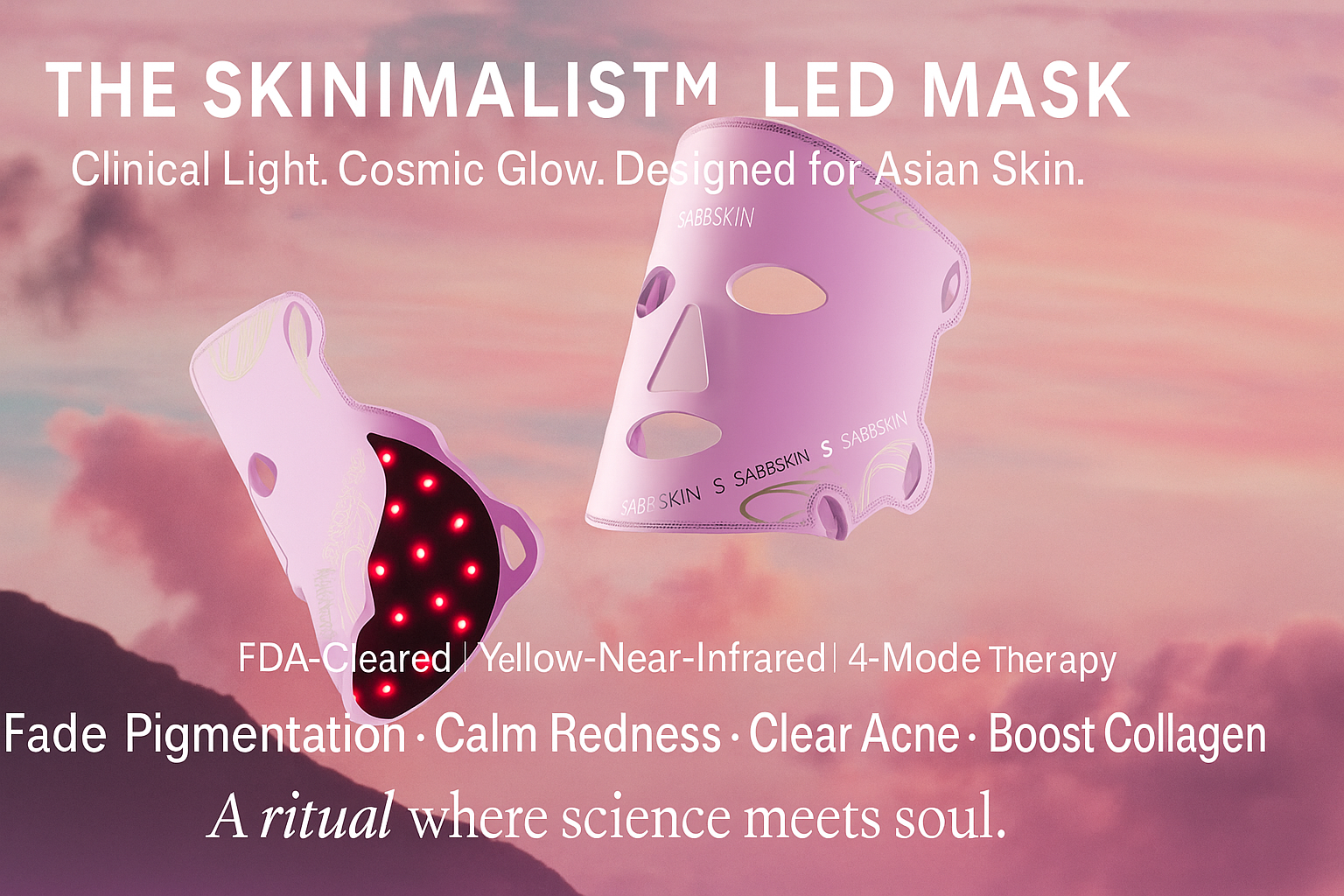 Skinimalist™ LED Light Mask Clinical Light Therapy • Asian-Skin Brightening • FDA-Cleared