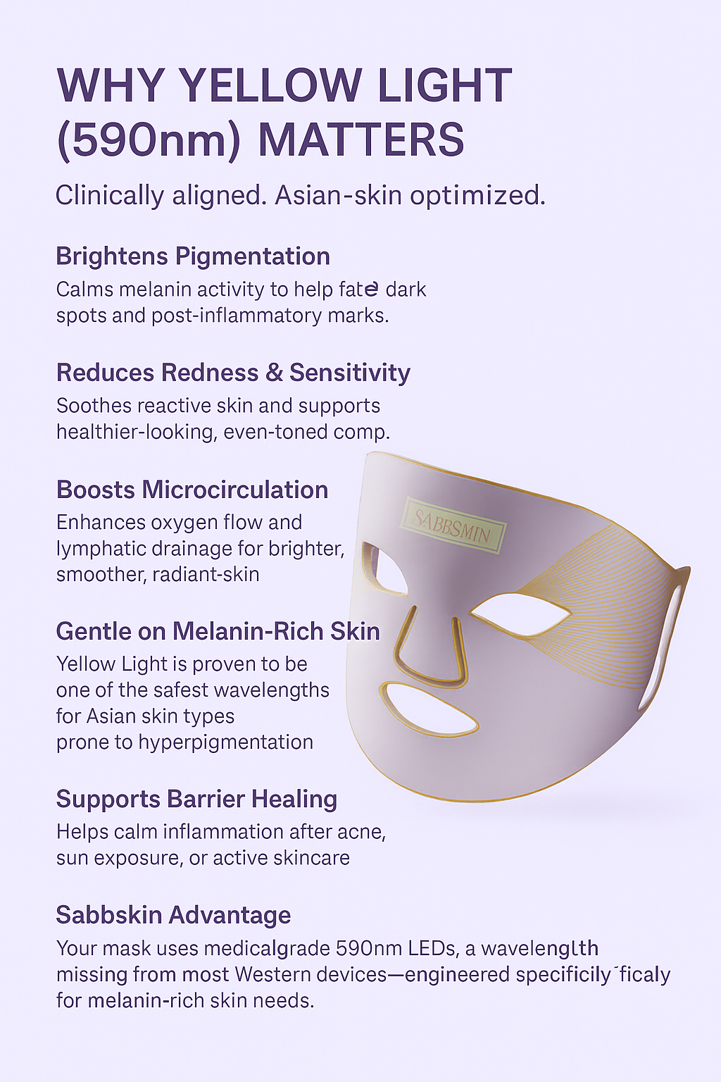Skinimalist™ LED Light Mask Clinical Light Therapy • Asian-Skin Brightening • FDA-Cleared