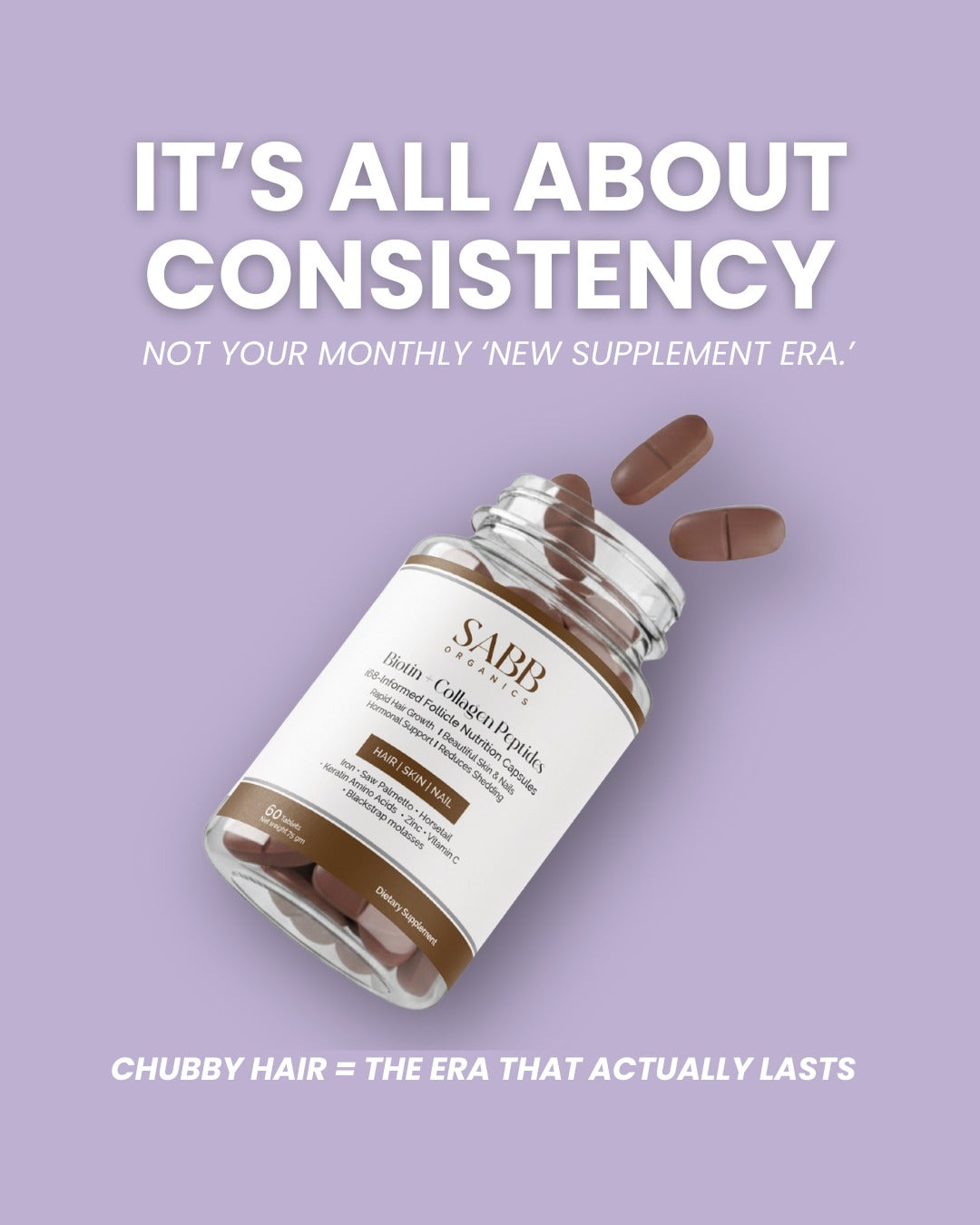 Chubby Hair Tablets-10x Fastest Hair growth BSM + Biotin + Collagen Peptides for HAIR | SKIN | NAILS